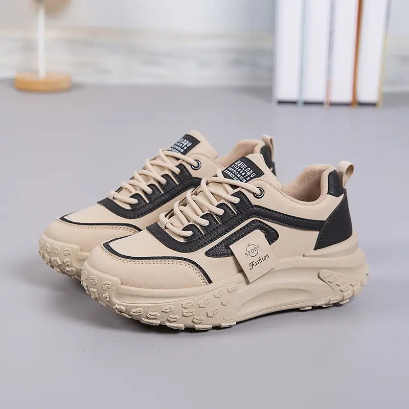 Women's Beige Thick Rubber Casual Shoes 2025 - Image 3