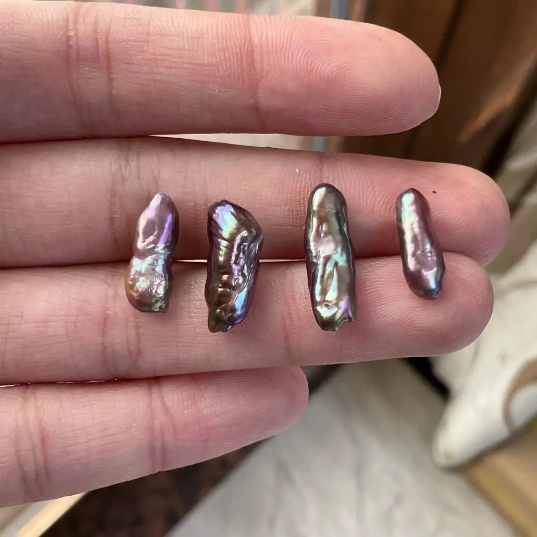 Baroque Purple Gradient Silver Strip Baroque Naked Beads - Image 4