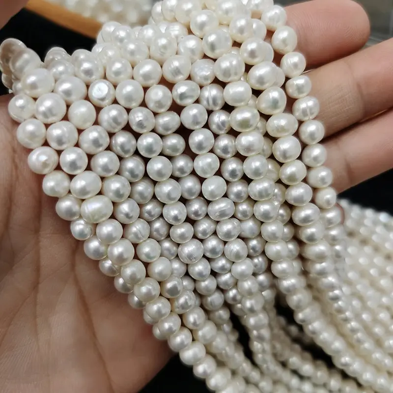 7-8mm White Pearl Necklace Beads Set - Image 2
