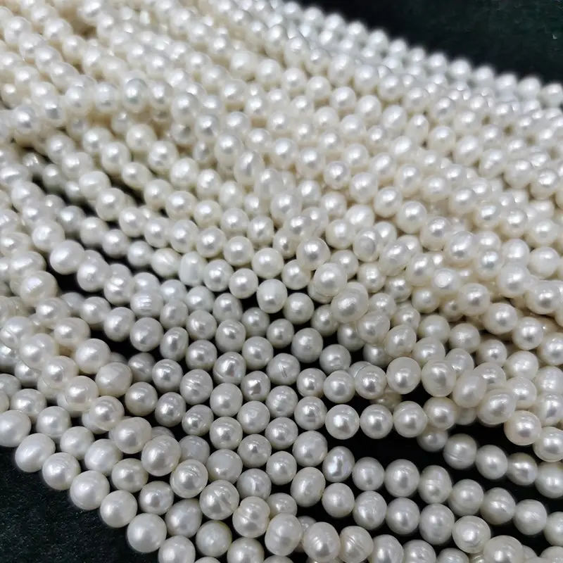 7-8mm White Pearl Necklace Beads Set - Image 3