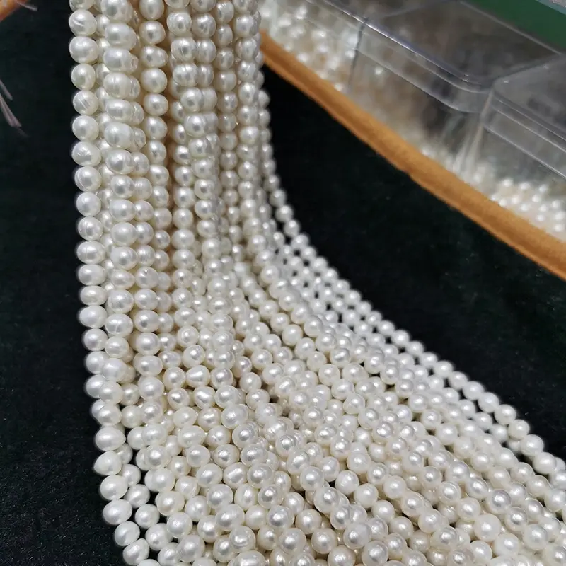 7-8mm White Pearl Necklace Beads Set - Image 4