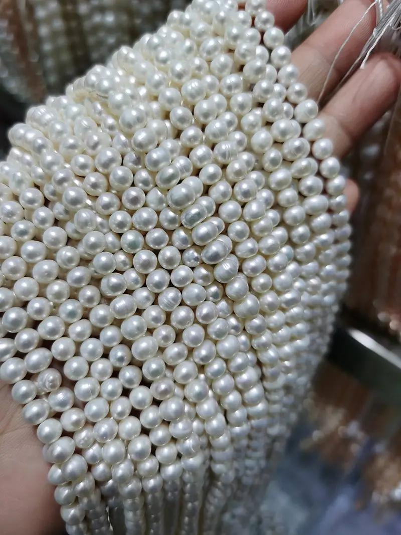 7-8mm White Pearl Necklace Beads Set — feature 3