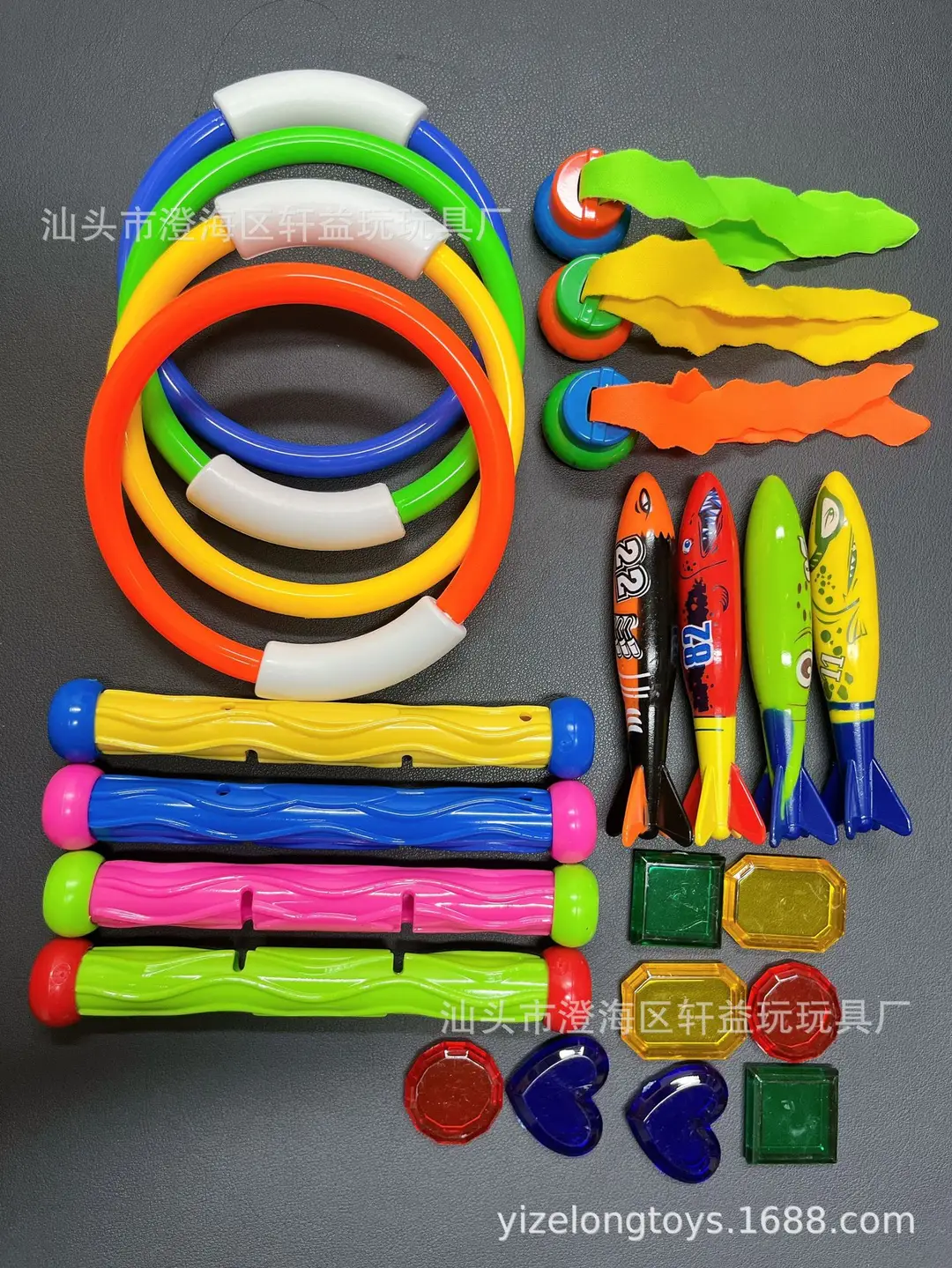 Amazon hot sale swimming pool water toys children's summer diving ring torpedo underwater treasure hunting game 20 pieces suit — feature 5