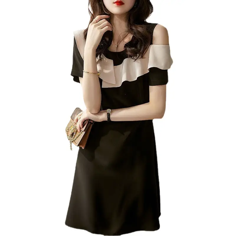 2024 Black Off-Shoulder Ruffled Dress for Women - Image 7