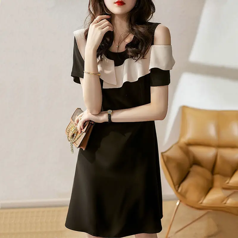 2024 Black Off-Shoulder Ruffled Dress for Women — feature 4