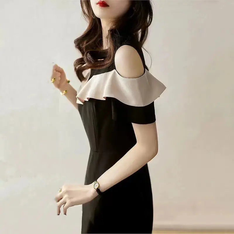 2024 Black Off-Shoulder Ruffled Dress for Women — feature 6