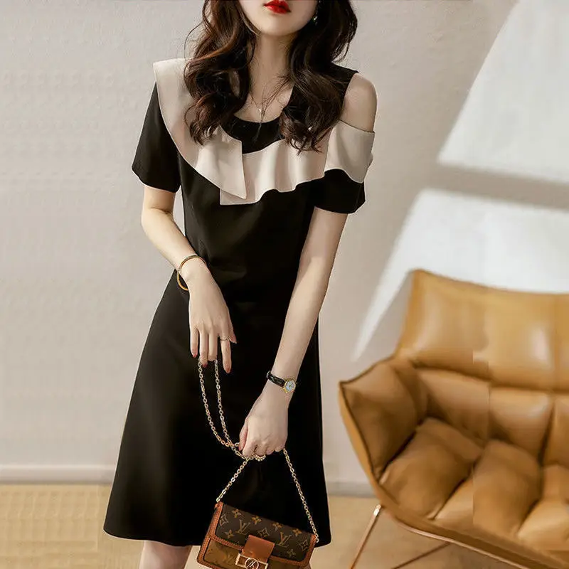 2024 Black Off-Shoulder Ruffled Dress for Women — feature 8