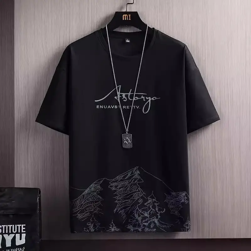 Men Ice Silk Graphic Shorts Set Black Summer Casual - Image 18