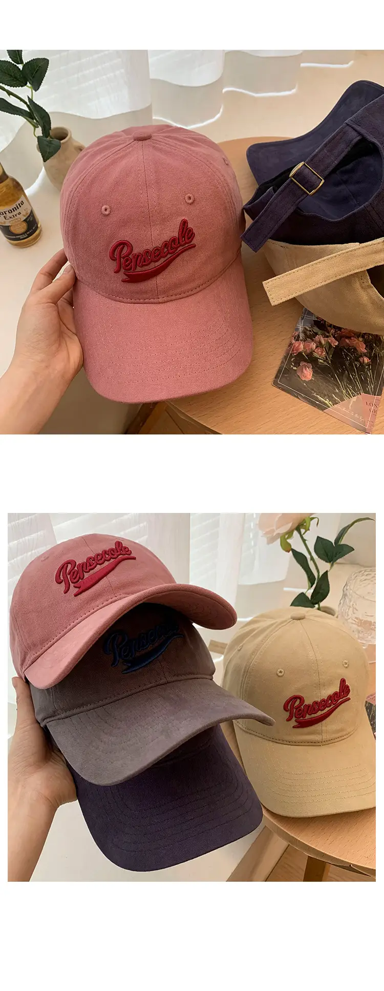 Beige Baseball Cap with Red Embroidered "Pioneer" Design — feature 10