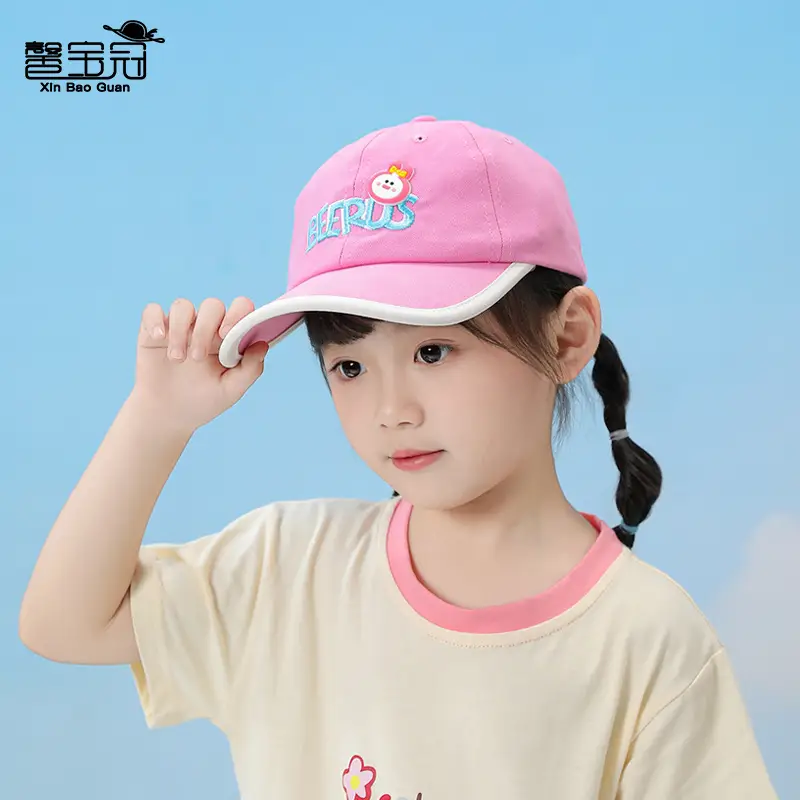 Kids Cartoon Purple Baseball Cap with Flower Embroidery - Image 7