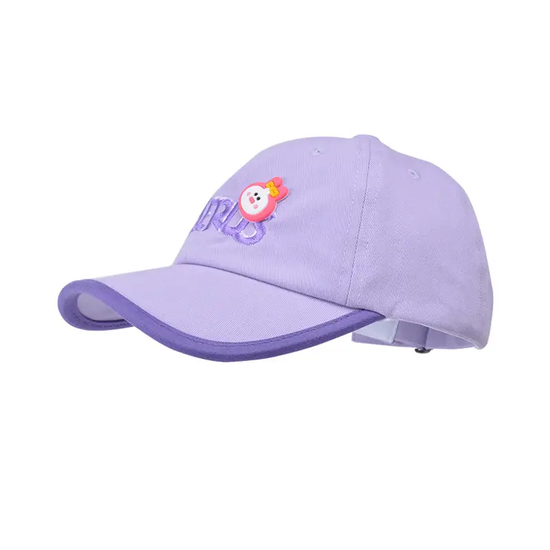 Kids Cartoon Purple Baseball Cap with Flower Embroidery - Image 10