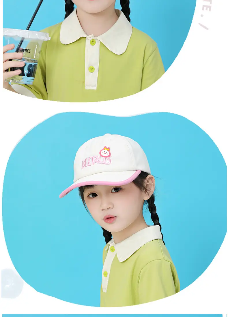 Kids Cartoon Purple Baseball Cap with Flower Embroidery — feature 14