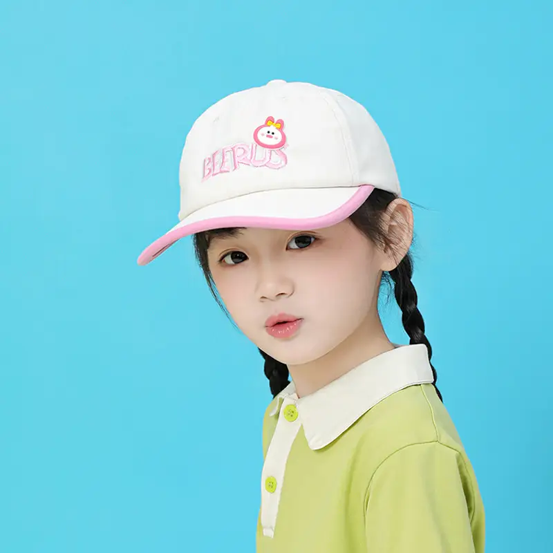 Kids Cartoon Purple Baseball Cap with Flower Embroidery - Image 2