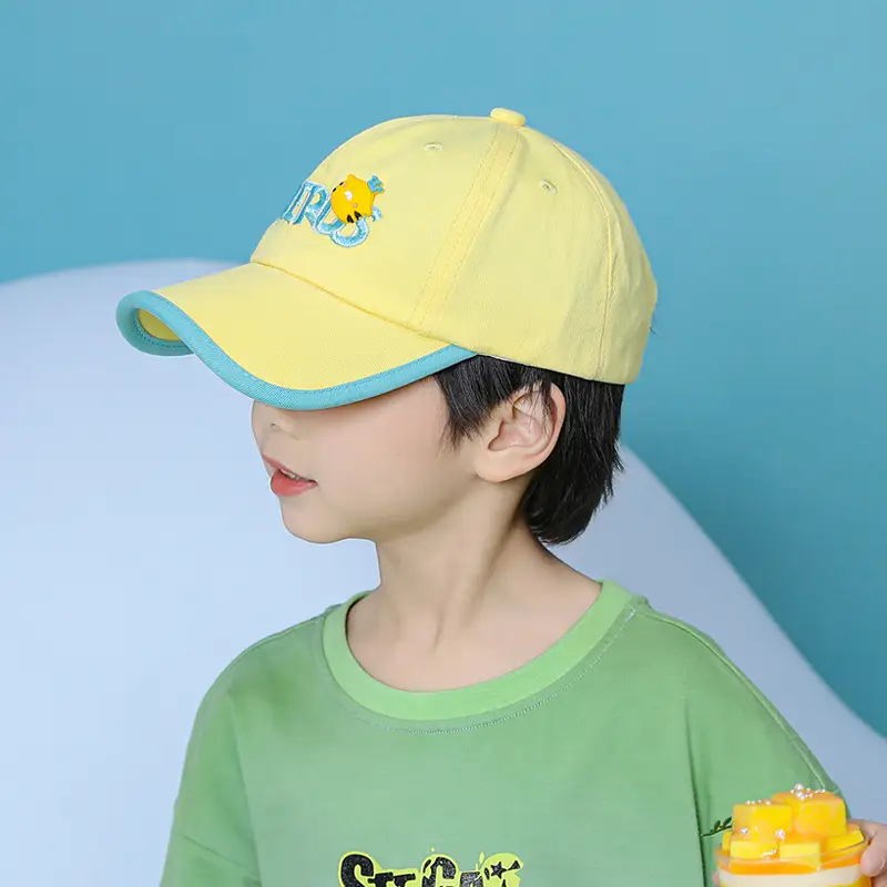 Kids Cartoon Purple Baseball Cap with Flower Embroidery - Image 3