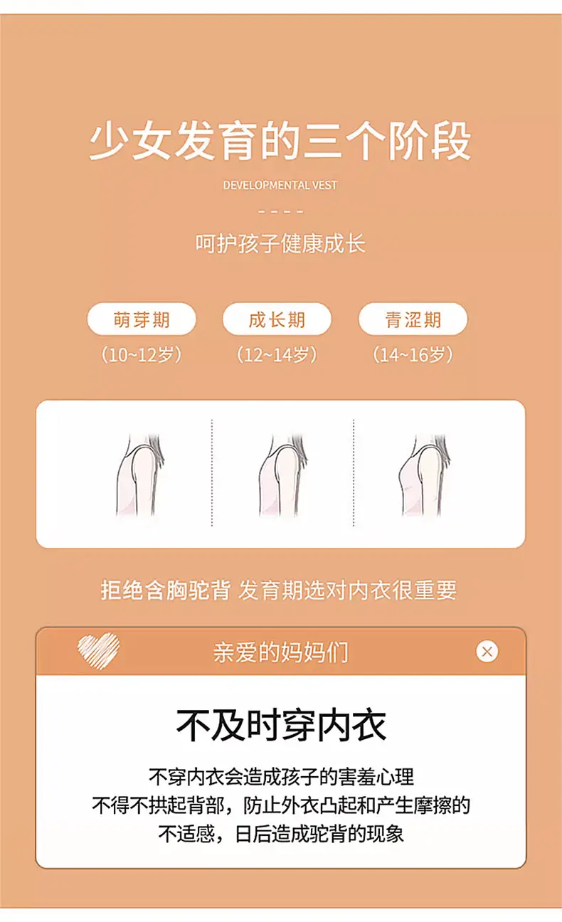 Development Stage 2 girl bra student sports underwear beauty back junior high school student girl shockproof vest — feature 2