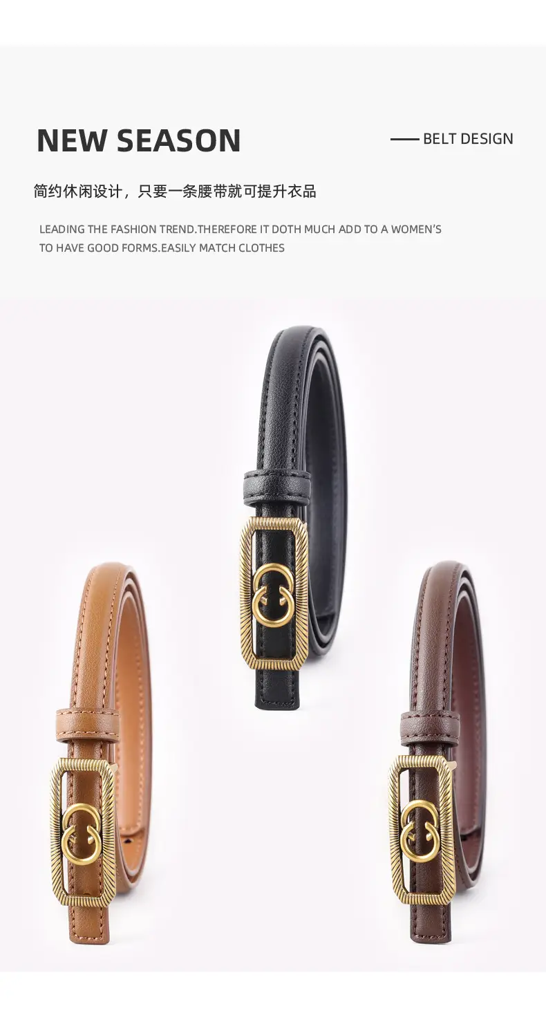Women's Interlocking Genuine Leather Belt 100cm — feature 30