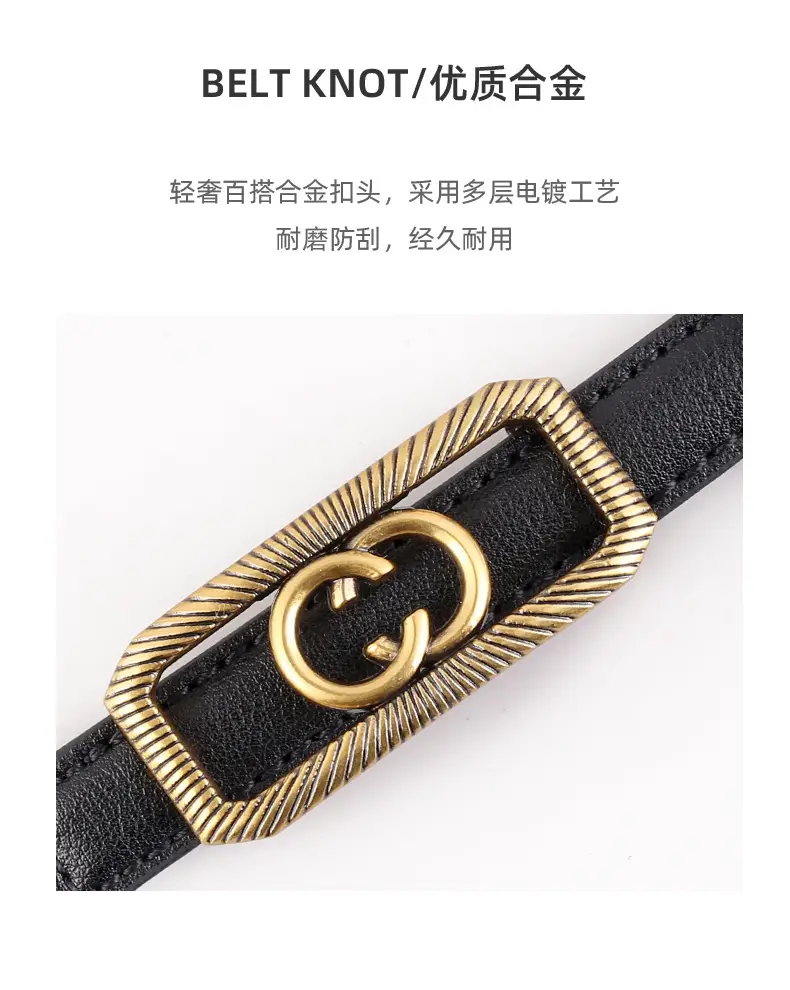 Women's Interlocking Genuine Leather Belt 100cm — feature 33