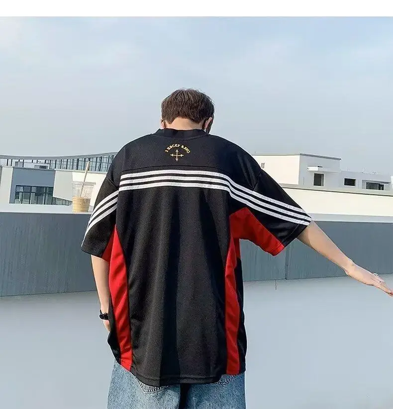 American Fashion Boys T-Shirt Black Red Stripes — feature 14