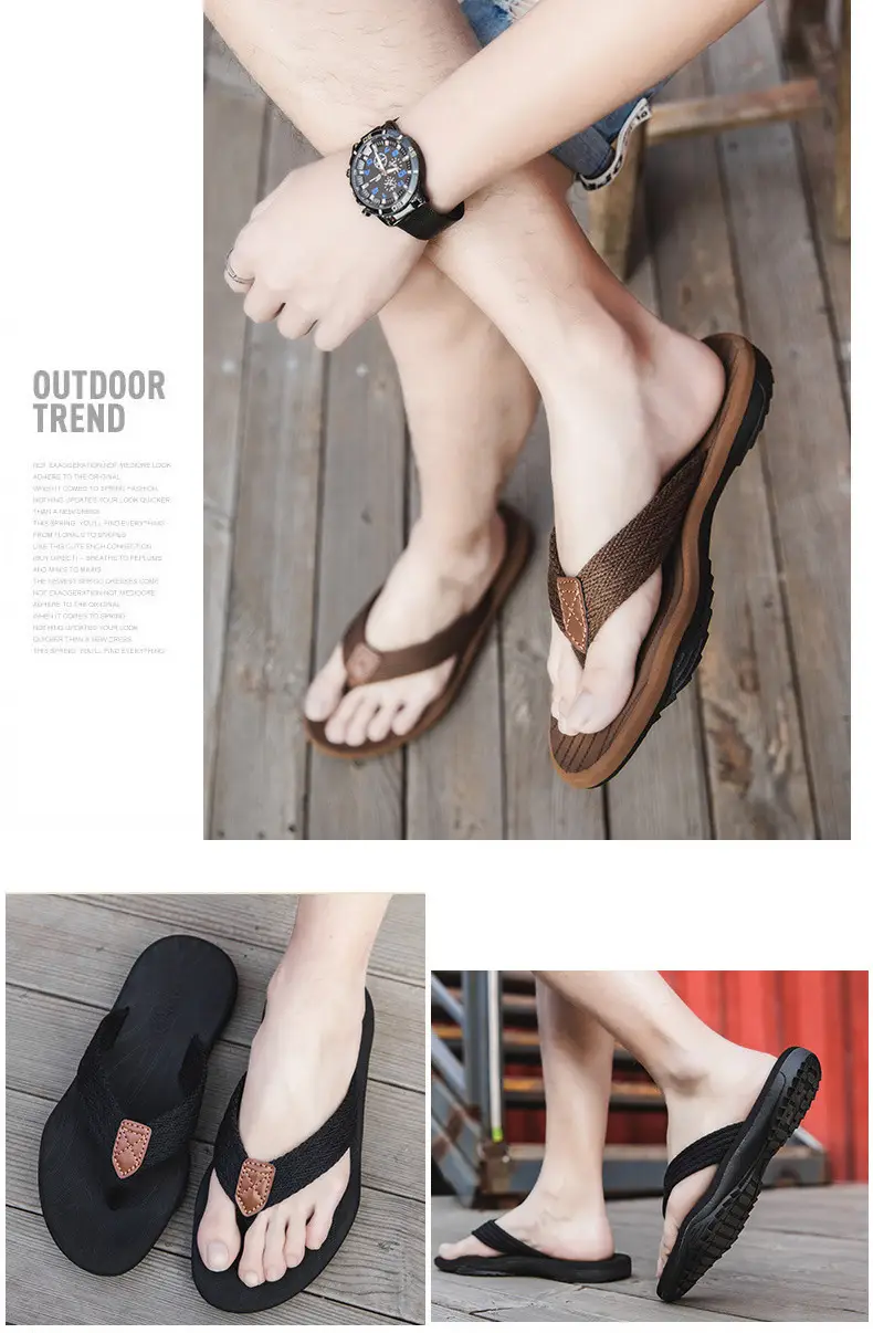 Black Rubber Platform Flip-Flops for Men Summer — feature 10