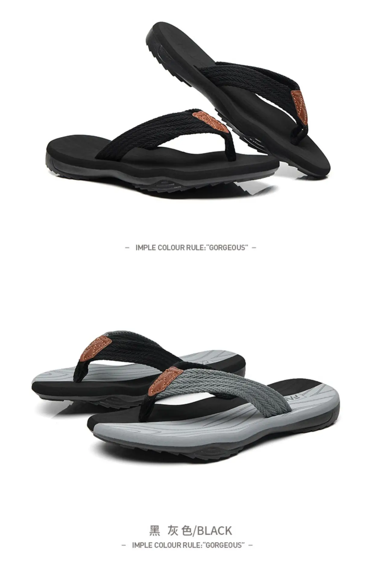 Black Rubber Platform Flip-Flops for Men Summer — feature 14