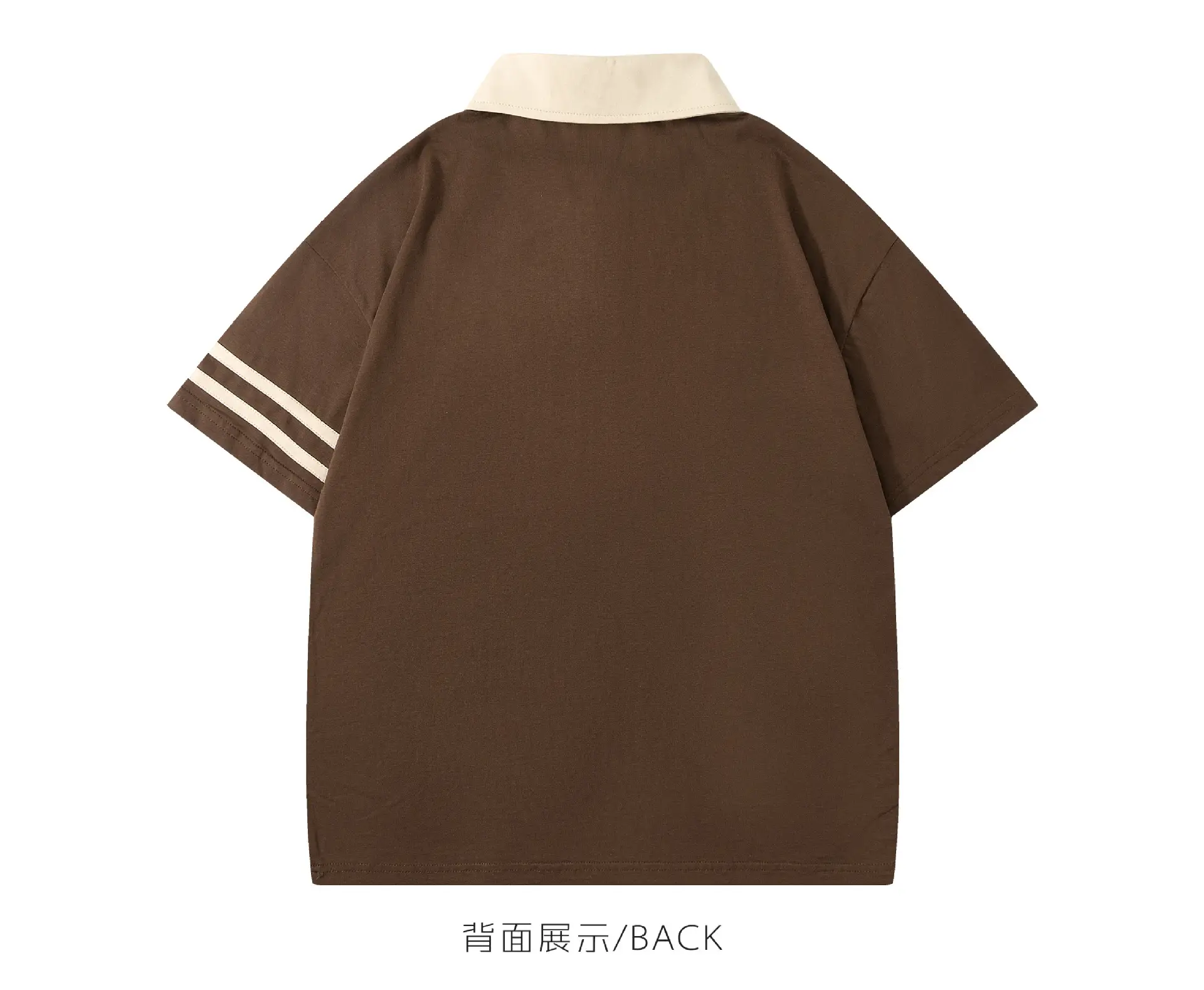 2024 Cotton Polo Shirt Cream Black Lapel Short Sleeve — feature 6