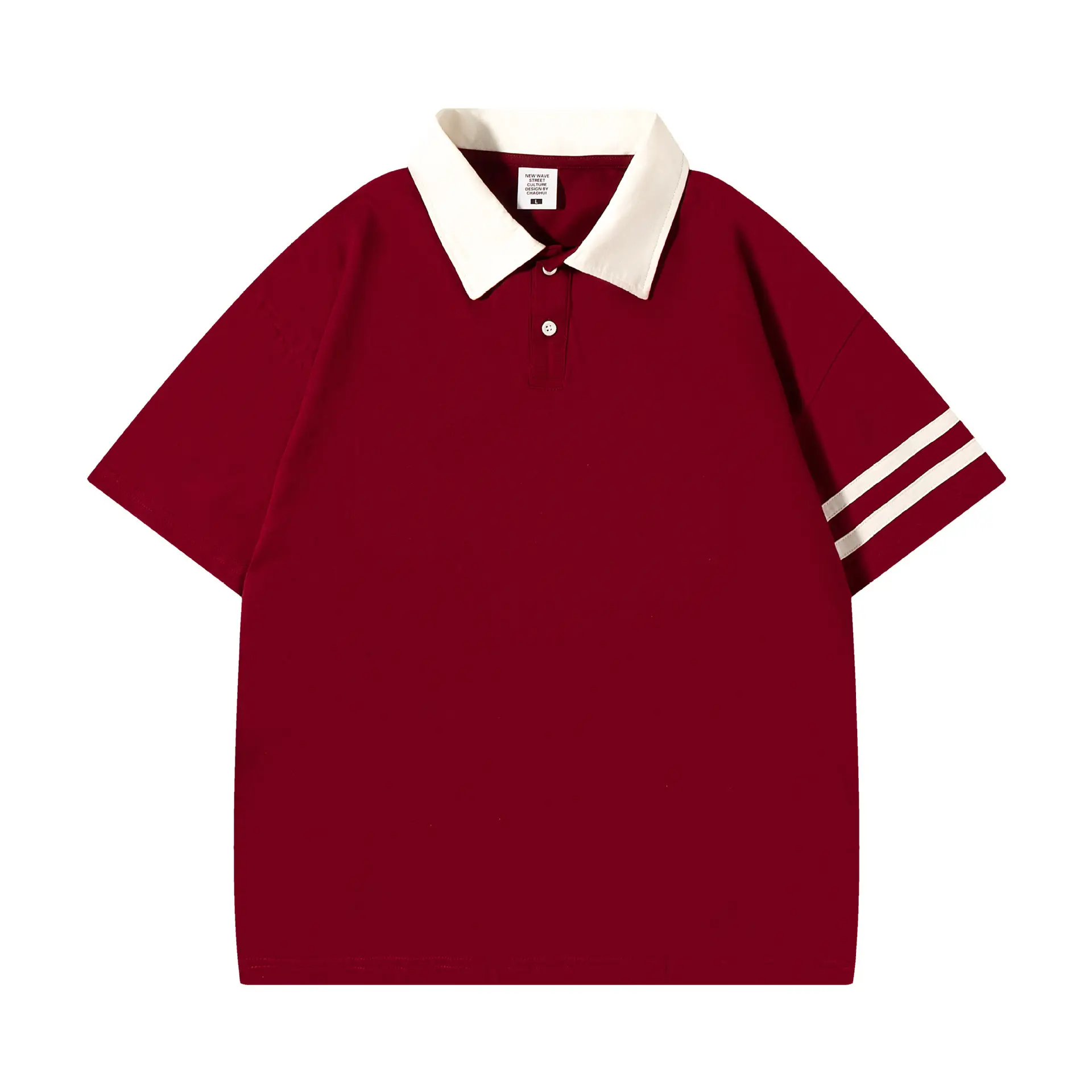 2024 Cotton Polo Shirt Cream Black Lapel Short Sleeve - Image 6