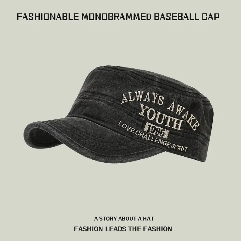 Black Cotton Peaked Cap for Women & Men - Image 8