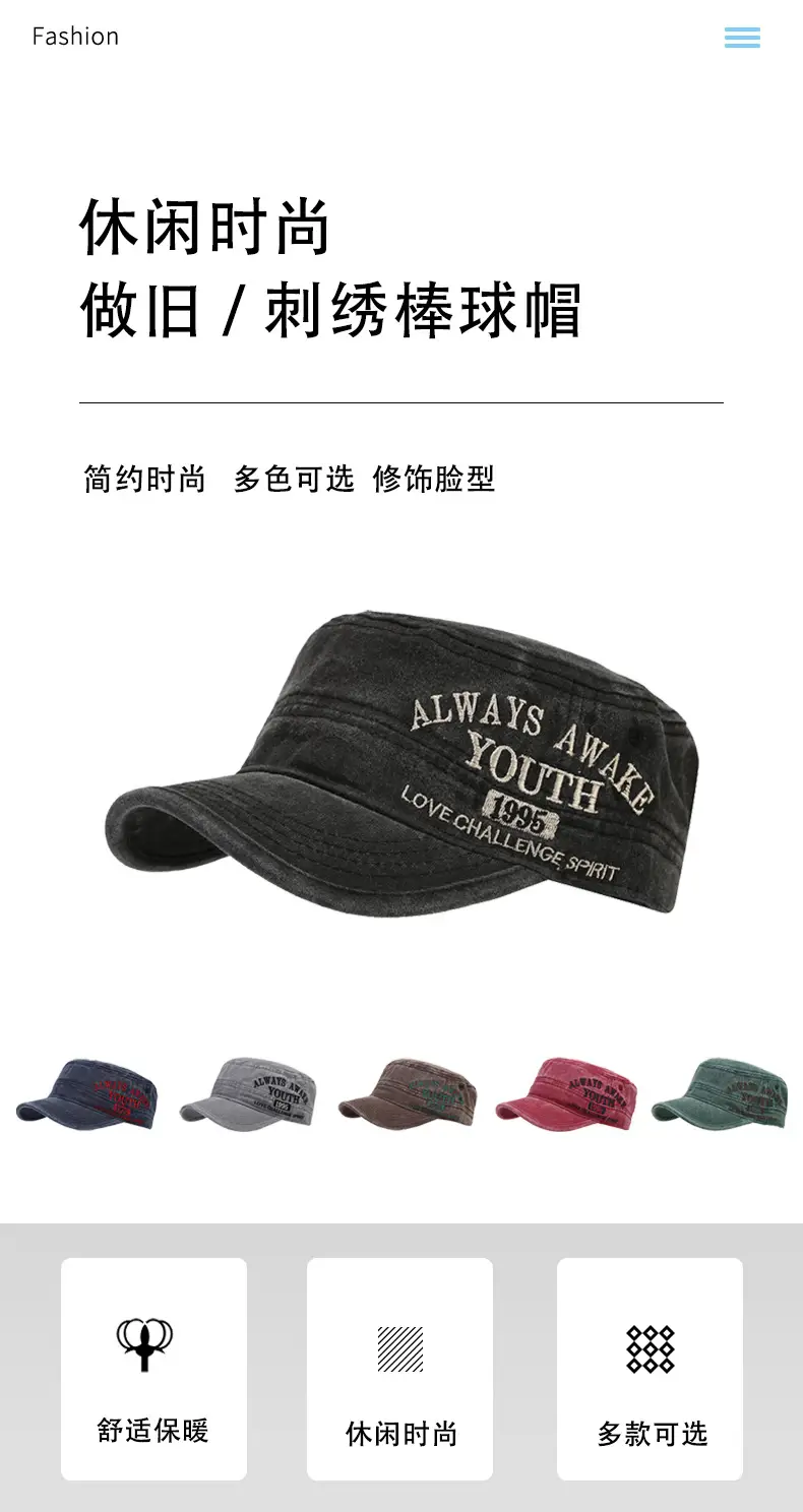 Black Cotton Peaked Cap for Women & Men — feature 1