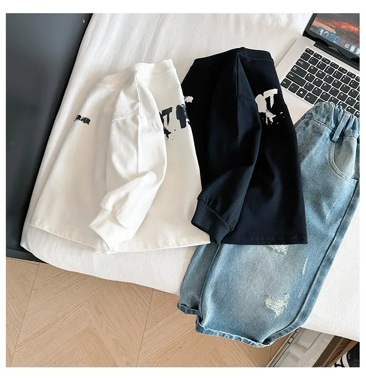 White Korean Letter T-Shirt for Boys Autumn β feature 11