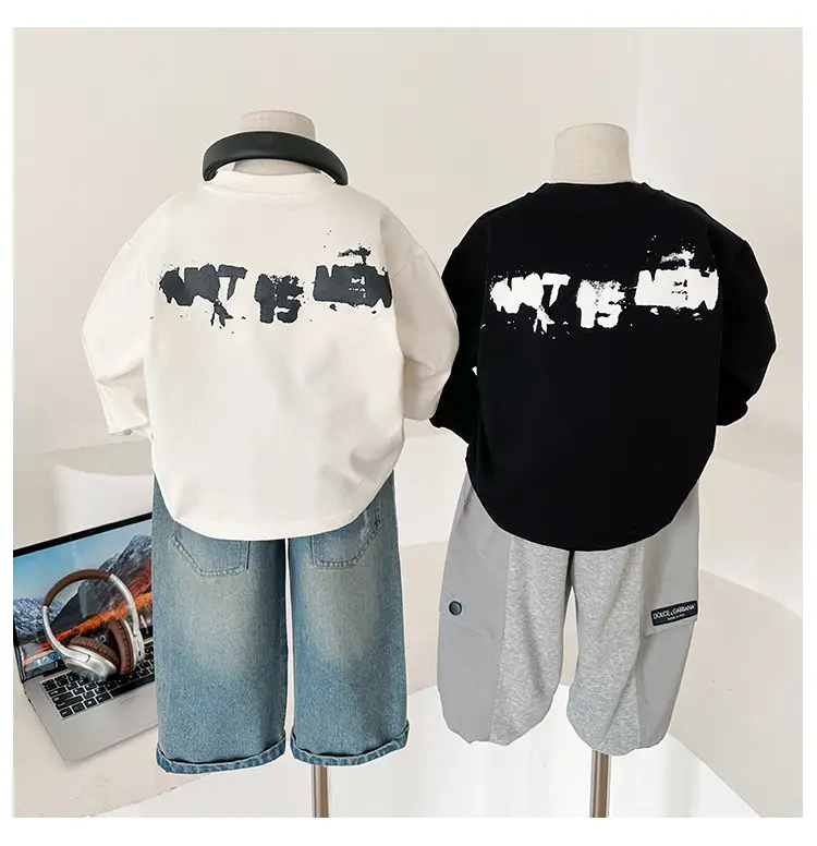 White Korean Letter T-Shirt for Boys Autumn β feature 14