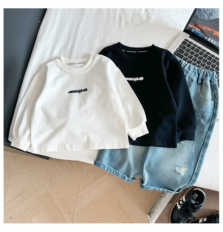 White Korean Letter T-Shirt for Boys Autumn β feature 8