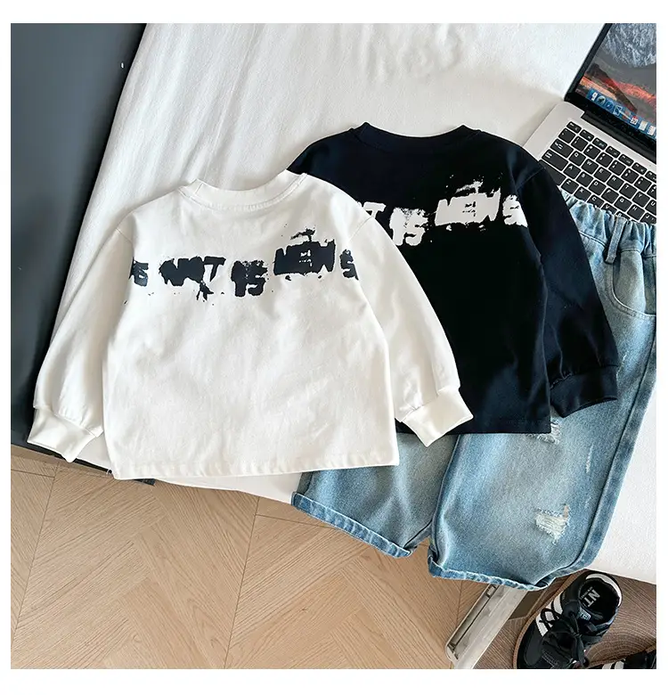 White Korean Letter T-Shirt for Boys Autumn β feature 9