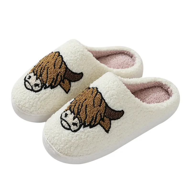 New comfortable home cute cartoon cow horse winter cotton slippers men and women couple thick bottom warm cotton slippers wholesale