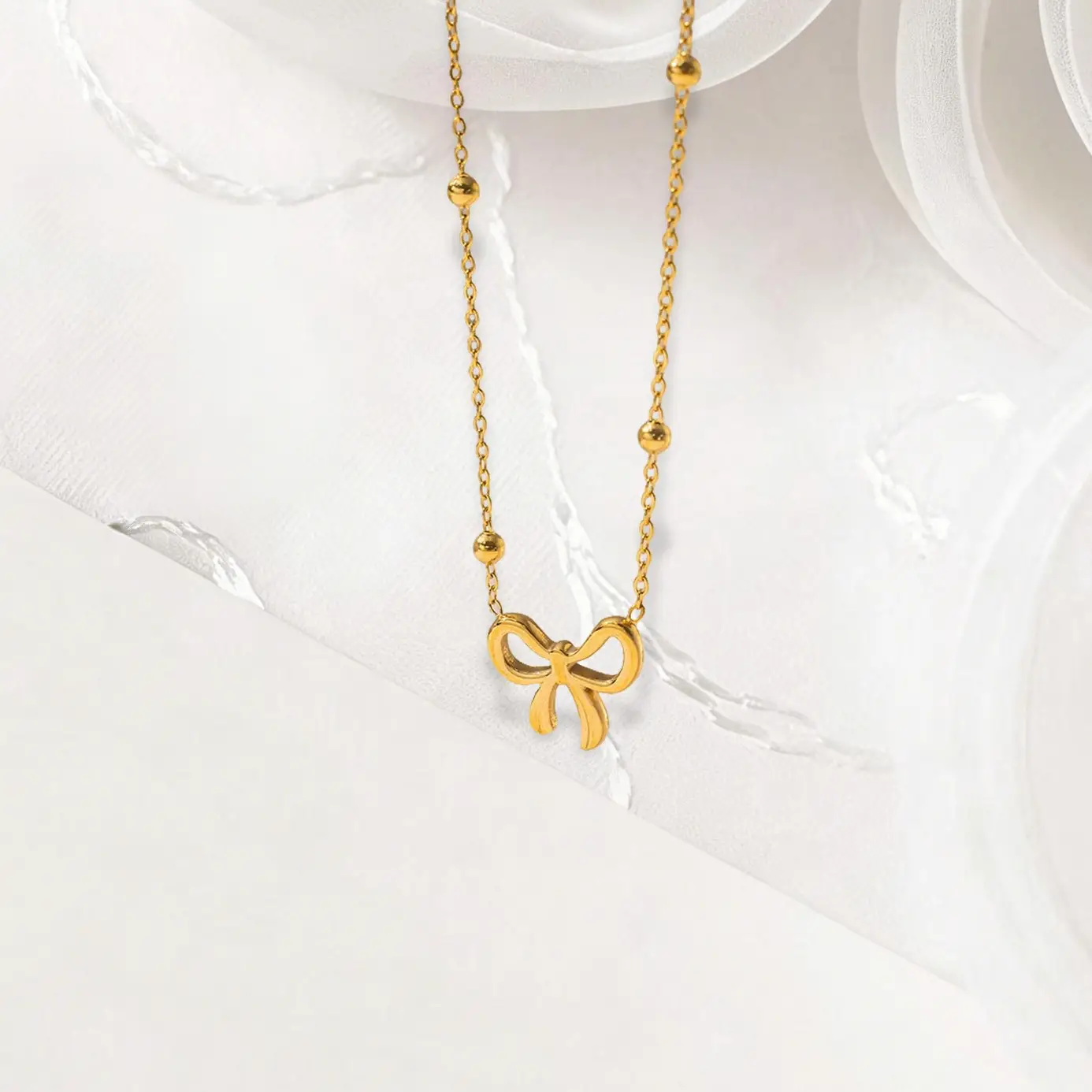 Gold Bow Tie Clavicle Necklace for Women - Image 9