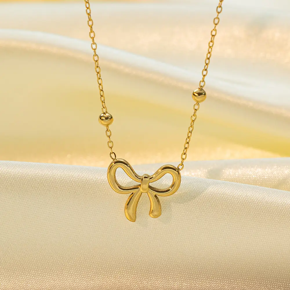 Gold Bow Tie Clavicle Necklace for Women — feature 3