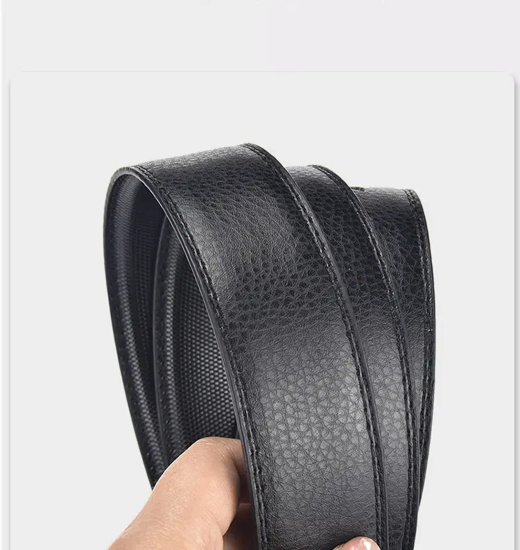 Men's Leather Belt with Metal Buckle Brown — feature 7