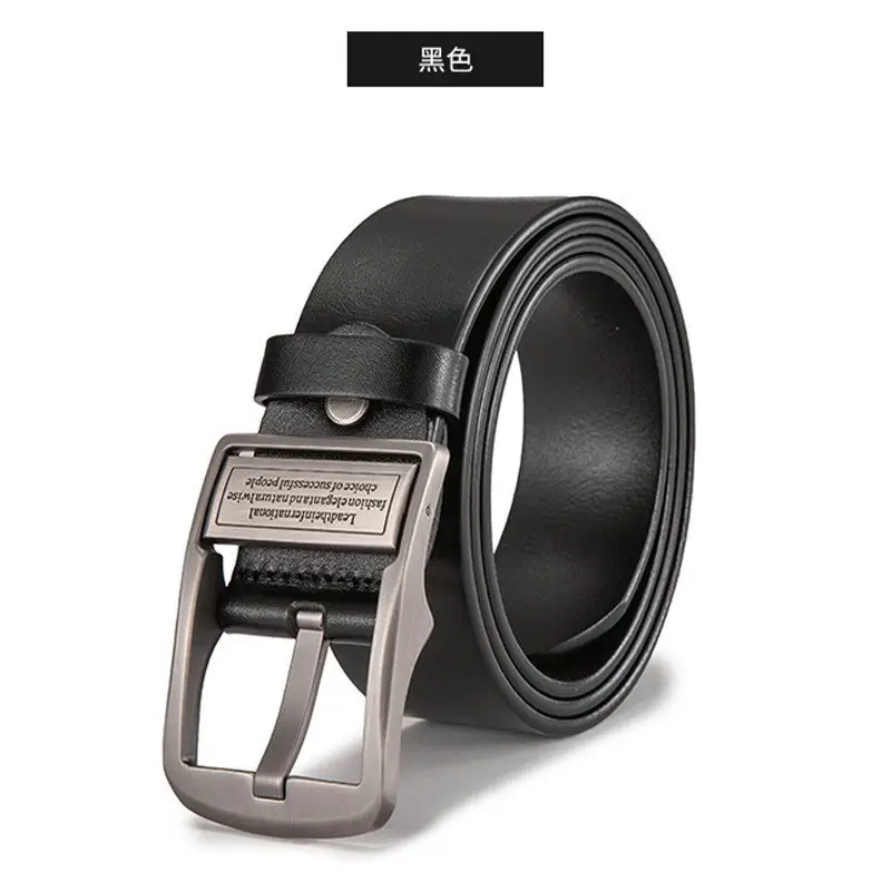 Men's Leather Belt with Metal Buckle Brown - Image 14