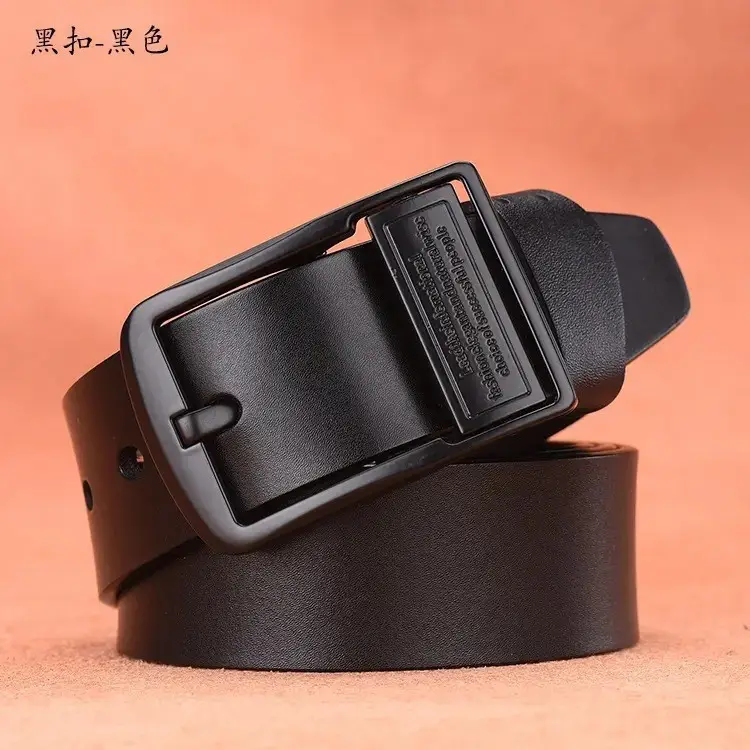 Men's Leather Belt with Metal Buckle Brown - Image 16