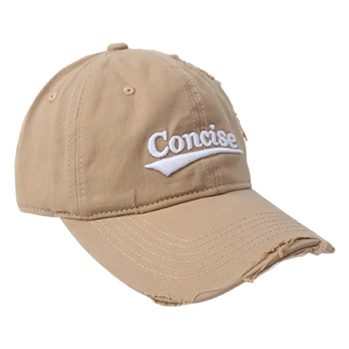 Women Ripped Green Baseball Cap with "Concise" Embroidery - Image 14