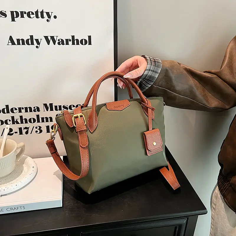 Women Crossbody Tote Bag Beige Nylon 2025 Spring - Image 6