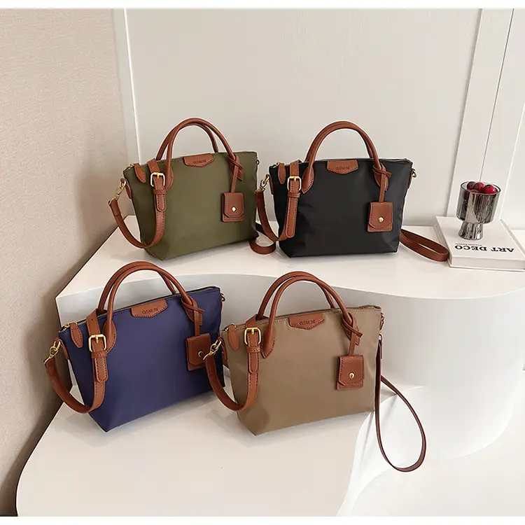 Women Crossbody Tote Bag Beige Nylon 2025 Spring — feature 1