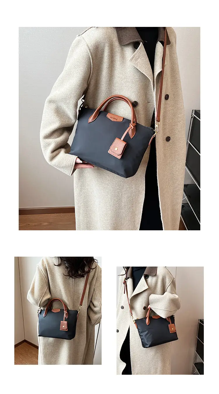 Women Crossbody Tote Bag Beige Nylon 2025 Spring — feature 13
