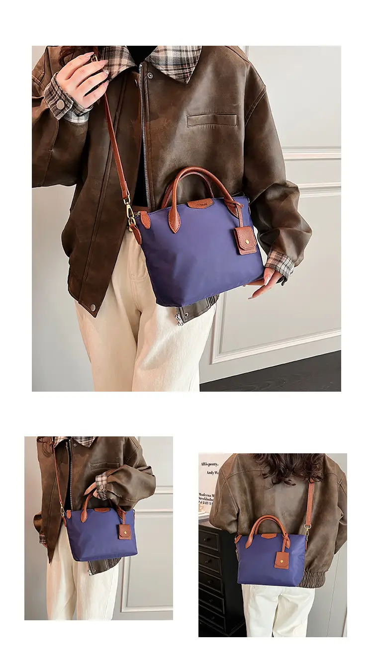 Women Crossbody Tote Bag Beige Nylon 2025 Spring — feature 15