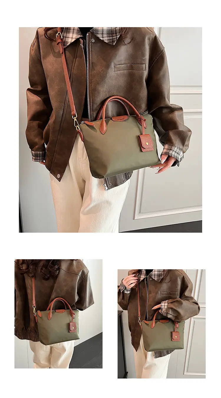 Women Crossbody Tote Bag Beige Nylon 2025 Spring — feature 16