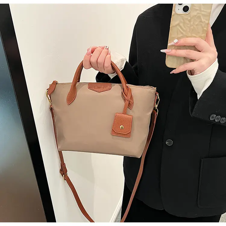 Women Crossbody Tote Bag Beige Nylon 2025 Spring — feature 24