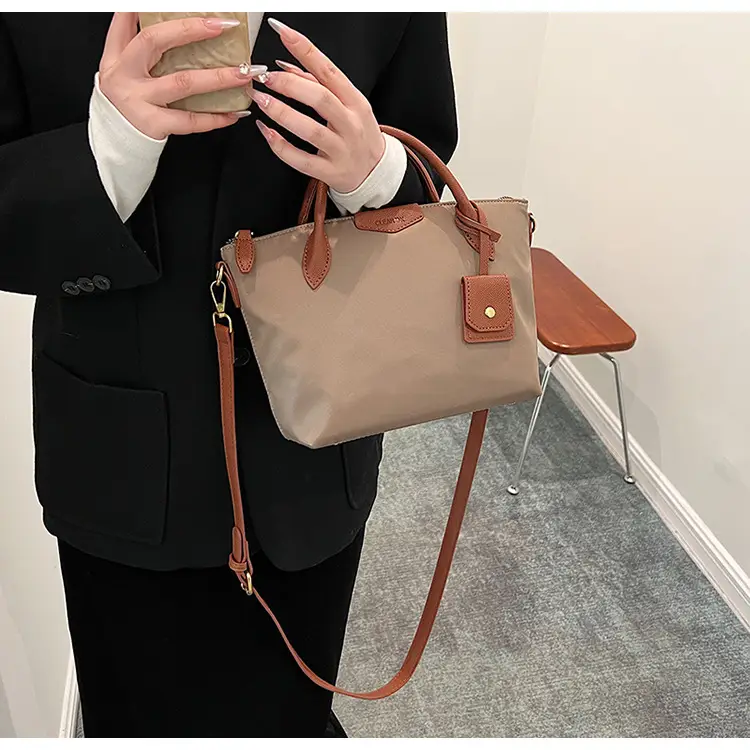 Women Crossbody Tote Bag Beige Nylon 2025 Spring — feature 25
