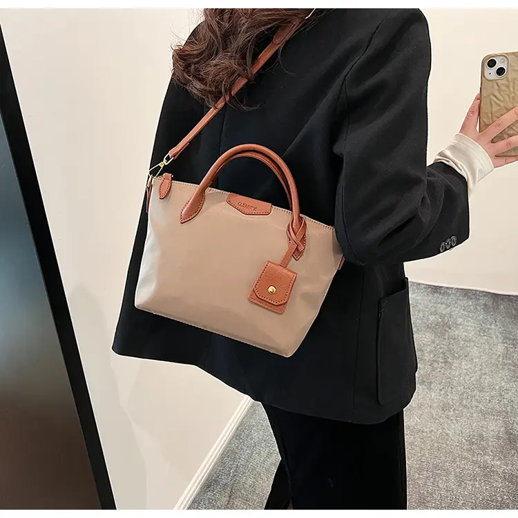 Women Crossbody Tote Bag Beige Nylon 2025 Spring — feature 26