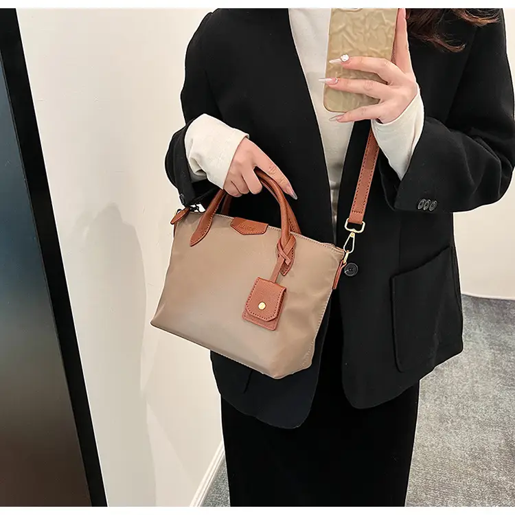 Women Crossbody Tote Bag Beige Nylon 2025 Spring — feature 27