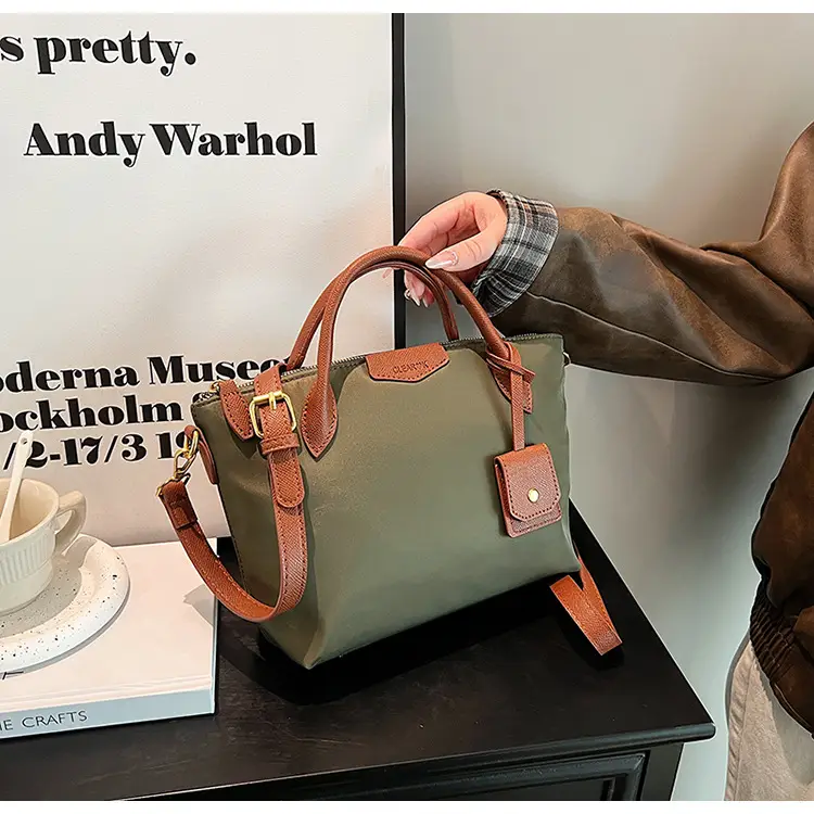 Women Crossbody Tote Bag Beige Nylon 2025 Spring — feature 28