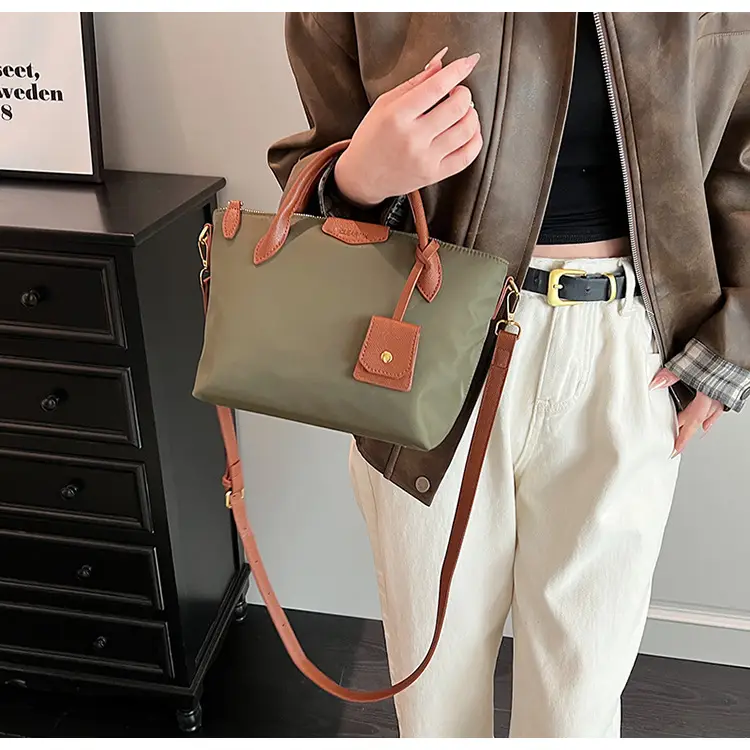 Women Crossbody Tote Bag Beige Nylon 2025 Spring — feature 30